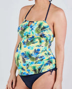 Tankini de grossesse aloha jaune, cache cœur