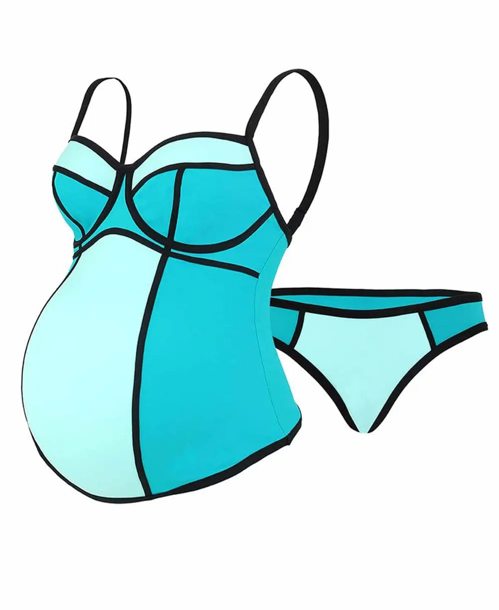 Tankini de grossesse avec armatures Rosy mint, Cache Cœur