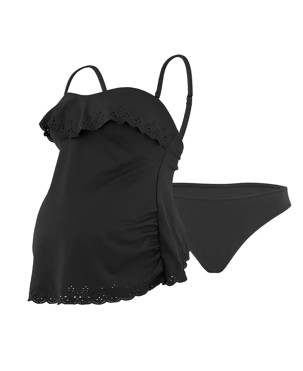 Tankini de grossesse bloom noir, cache cœur