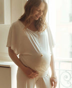 Top de grossesse et d’allaitement origin avoine, cache cœur #couleur_blanc