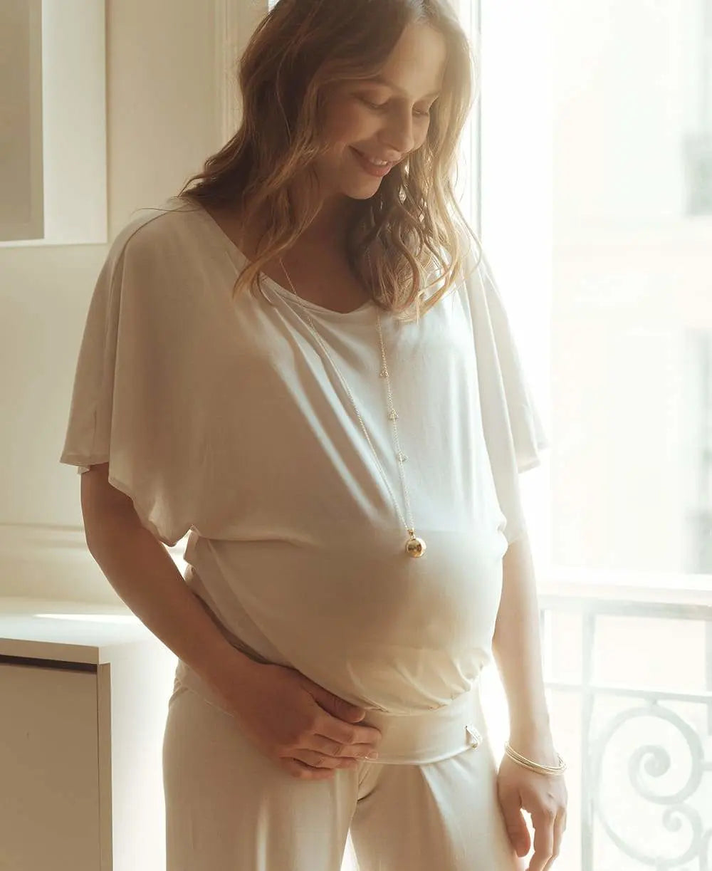 Top de grossesse et d’allaitement origin avoine, cache cœur #couleur_blanc