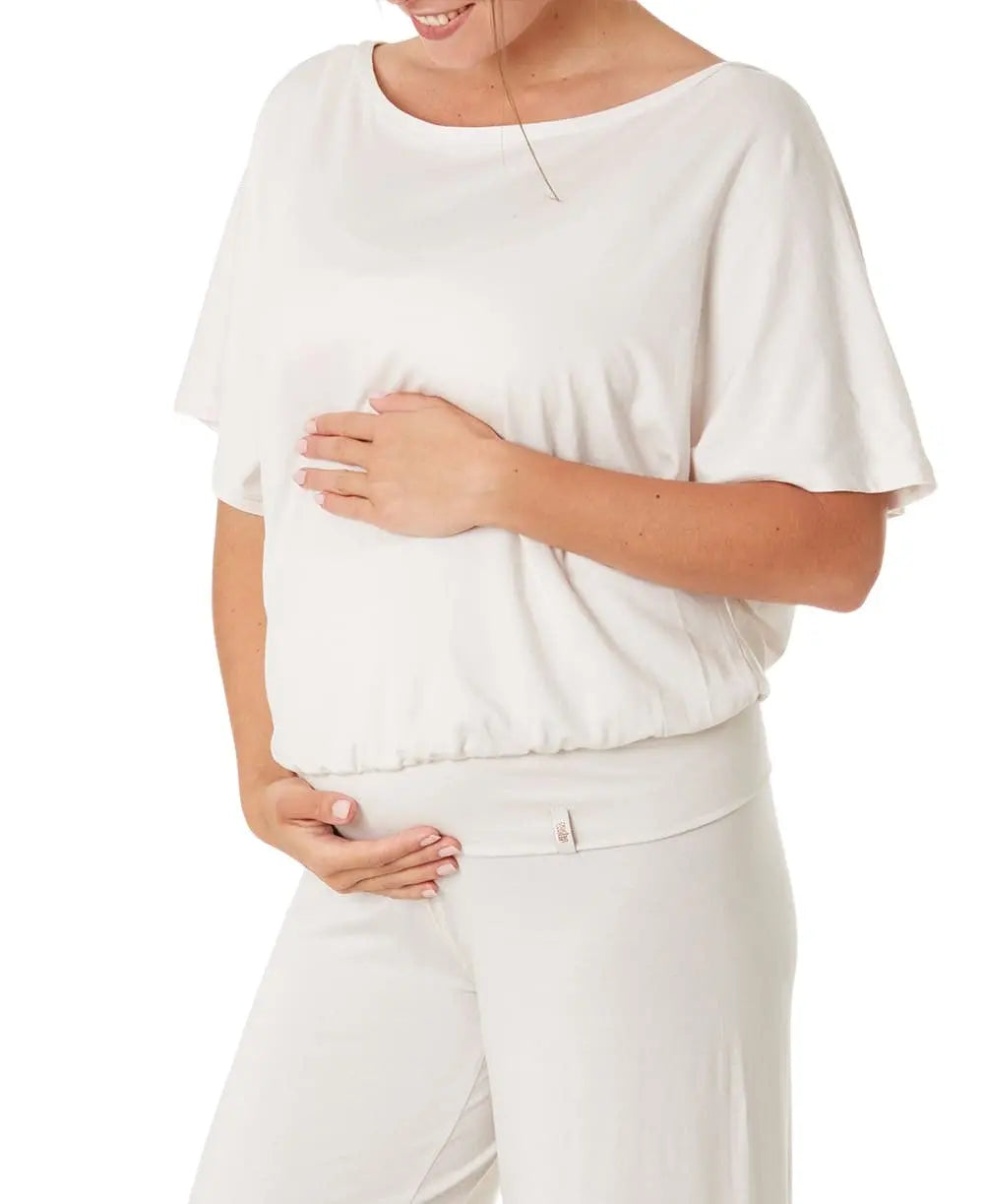 Top de grossesse et d’allaitement origin avoine, cache cœur #couleur_blanc