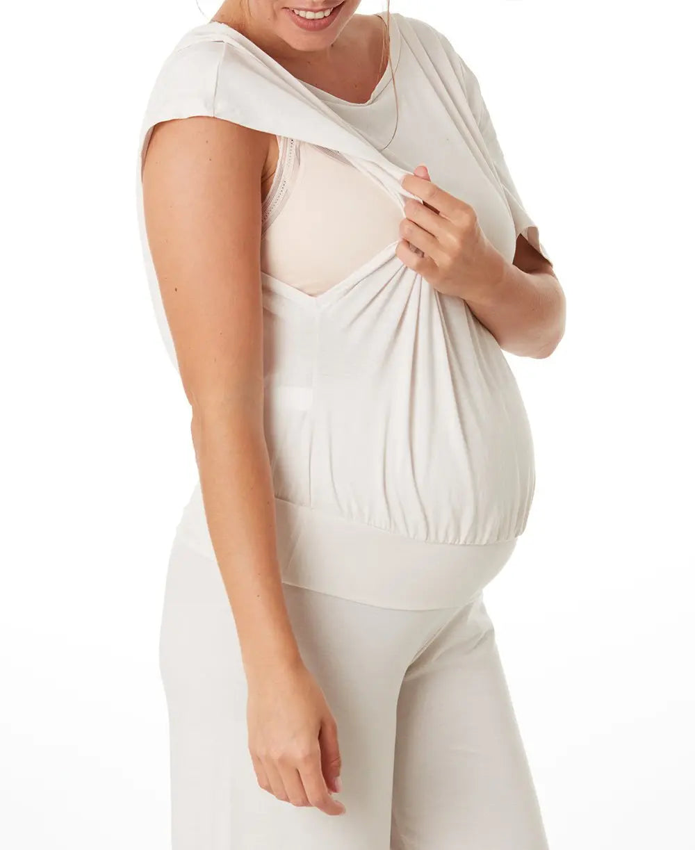 Top de grossesse et d’allaitement origin avoine, cache cœur #couleur_blanc