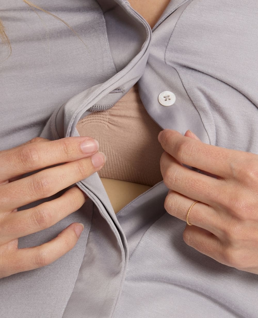 Veste de pyjama de grossesse et d’allaitement Satine - Gris