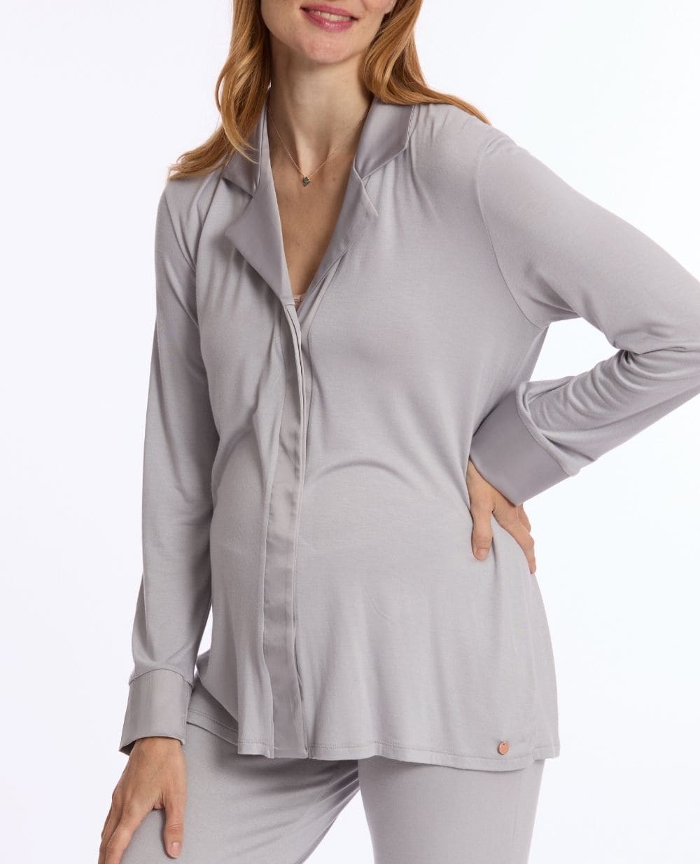 Veste de pyjama de grossesse et d’allaitement Satine - Gris