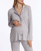 Veste de pyjama de grossesse et d’allaitement Satine - Gris