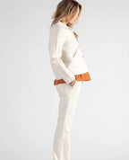 Veste jean de maternité romy beige, cache cœur