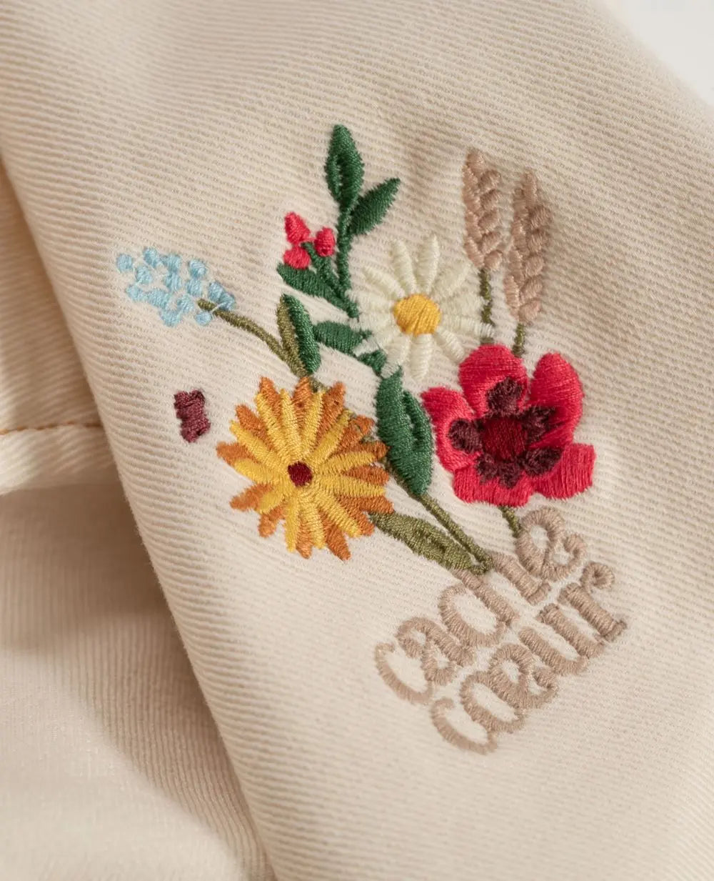 Veste jean de maternité romy beige, cache cœur