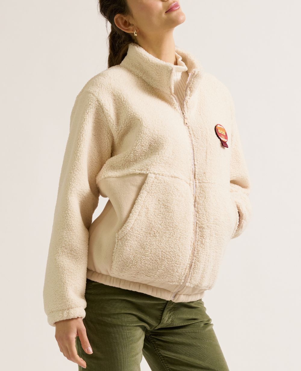 Giacca in pile per gravidanza e babywearing Sasha beige
