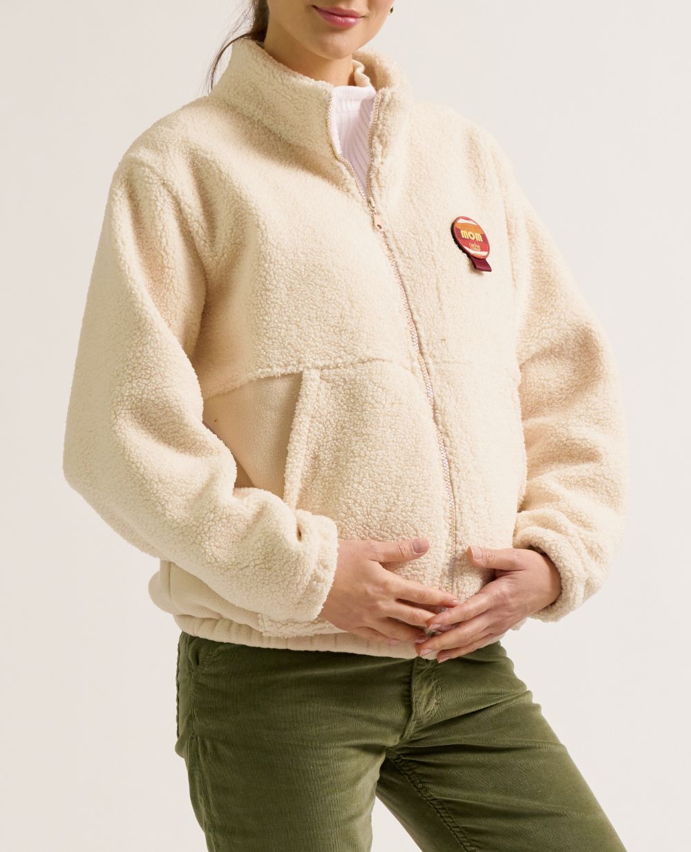 Sasha Maternity and Babywearing Fleece Jacket - Beige