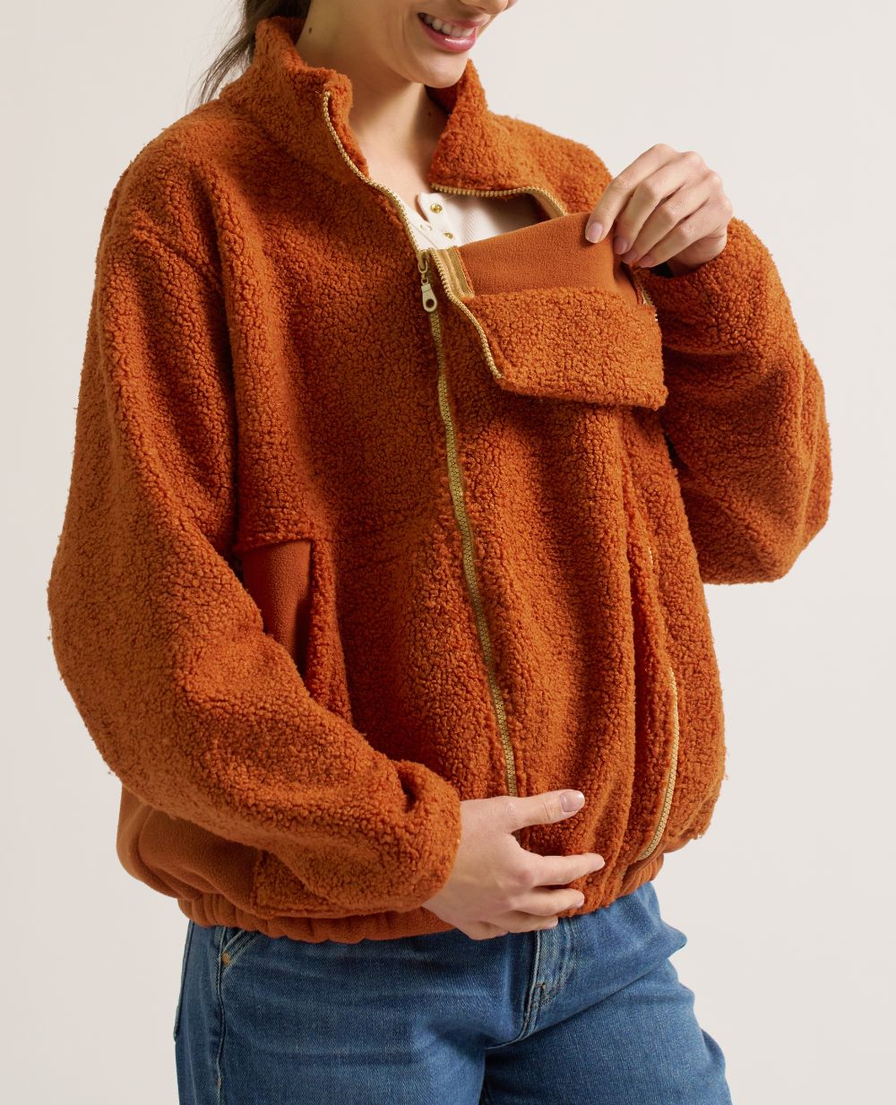 Sasha Maternity and Babywearing Fleece Jacket - Copper