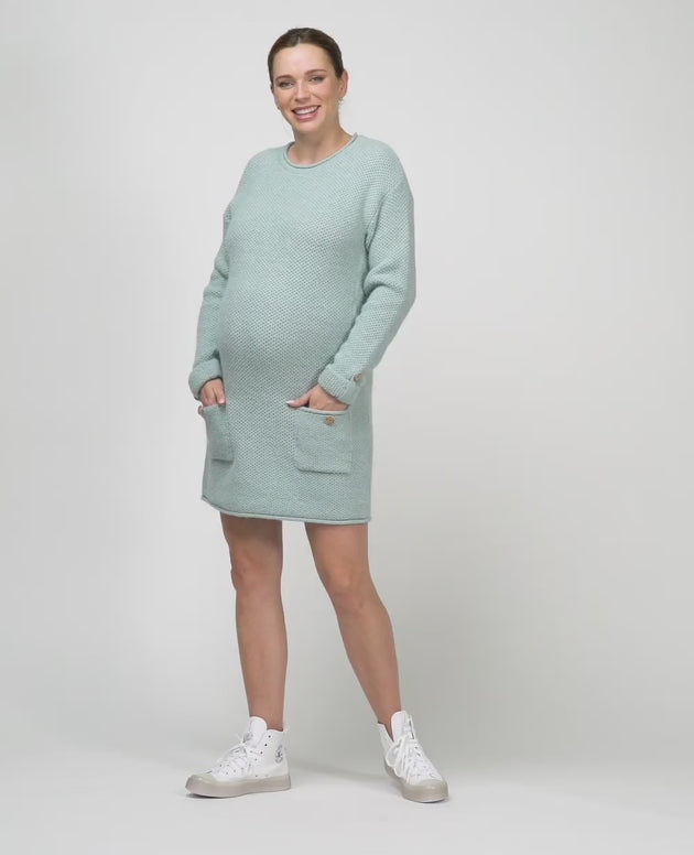 Maternité - Robe pull de grossesse en maille douce