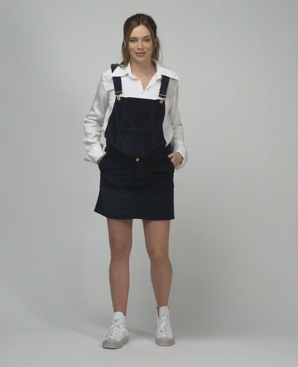 Bonnie Corduroy Maternity Pinafore Dress - Navy Blue