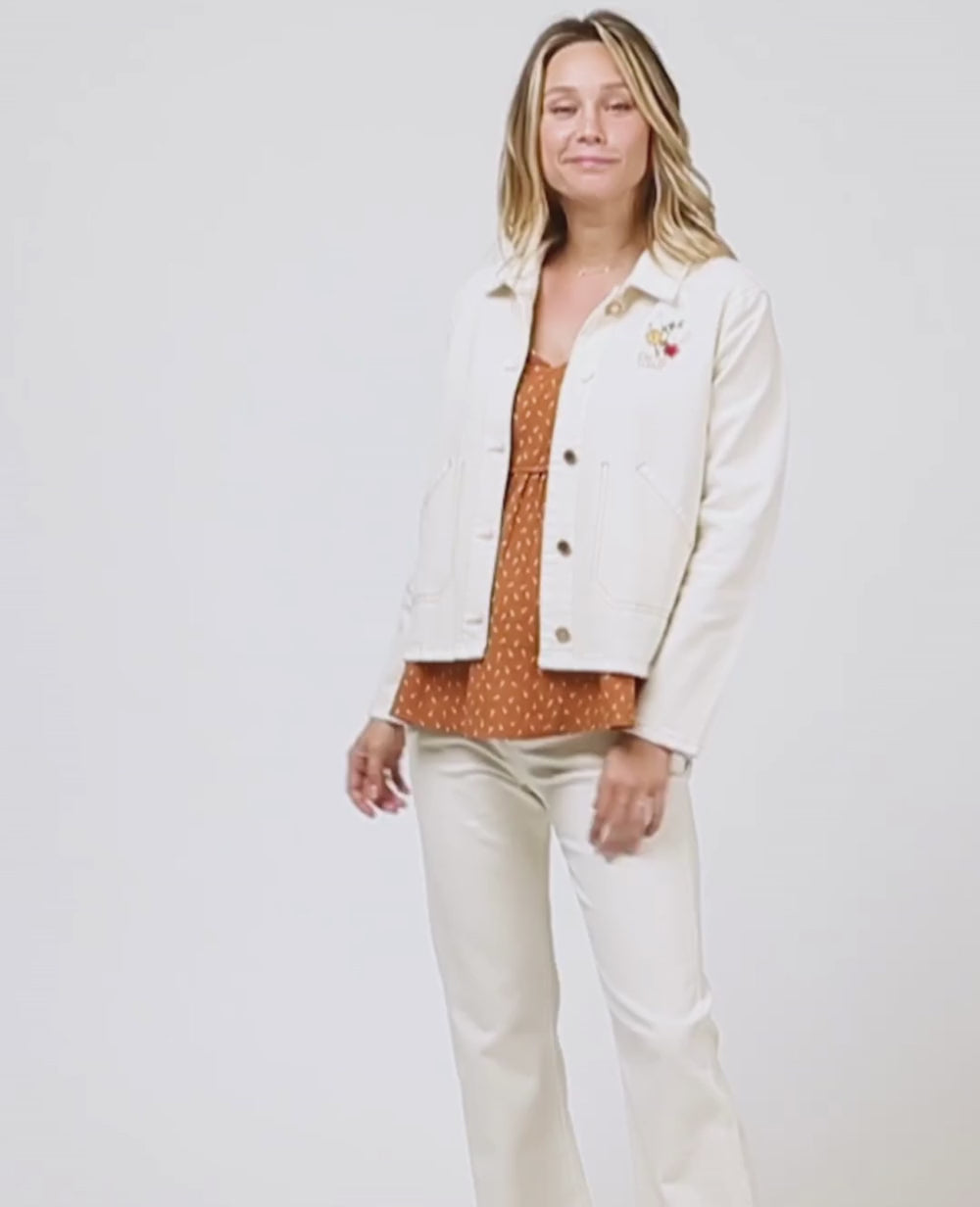 Romy Denim Maternity Jacket - Beige