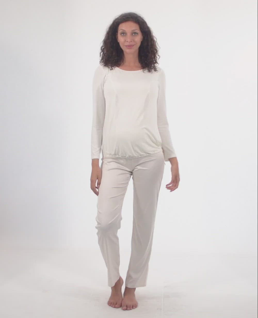 Pantalon de grossesse satin Sofia - Perle